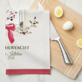 Watercolor Window & Berry Christmas Theedoek (Quarter Fold)