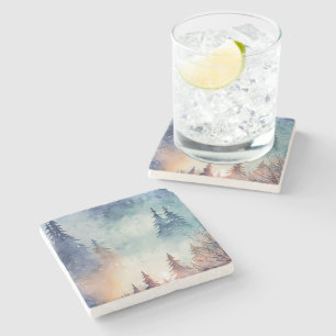 Watercolor Winter Art Stenen Onderzetter