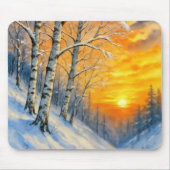 Watercolor Winter Berkenbomen Muismat (Voorkant)