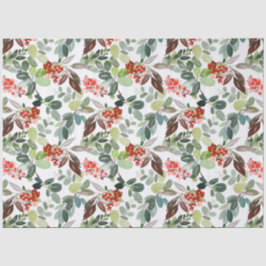 Watercolor Winter Berries & Greenery Christmas Tissuepapier