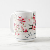 Watercolor Winter Berry Personalized Koffiemok (Voorkant links)