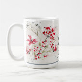Watercolor Winter Berry Personalized Koffiemok (Links)
