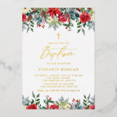 Watercolor Winter Blooms Bloemendoop Folie Uitnodiging (Voorkant)