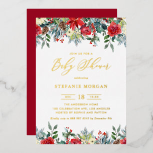 Watercolor Winter Blooms Guirlande Baby Shower Folie Uitnodiging