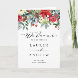 Watercolor Winter Blooms Guirlande Huwelijksprogra Programma