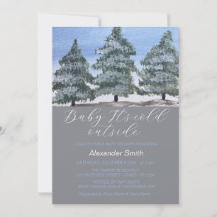 Watercolor Winter Bos Jongens Baby Shower Feestdagenkaart