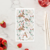 Watercolor Winter Bos Monogram Kerstmis Servet (Insitu)