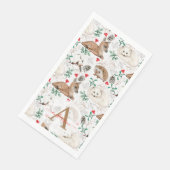 Watercolor Winter Bos Monogram Kerstmis Servet (Hoek)