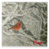 Watercolor Winter Cardinal Ceramic Tile Tegeltje (Voorkant)