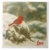 Watercolor Winter Cardinal Tegeltje (Voorkant)