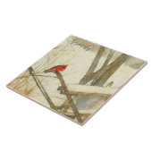 Watercolor Winter Cardinal Tegeltje (Zijkant)