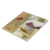 Watercolor Winter Cardinals Tegeltje (Zijkant)
