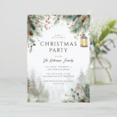 Watercolor Winter Christmas Party Greenery Kaart (Staand voorkant)
