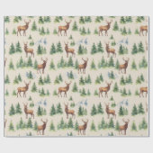 Watercolor Winter Forest - Deer and Snowy Trees -  Cadeaupapier (Vlak)