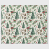 Watercolor Winter Forest Deer Christmas Cadeaupapier (Vlak)