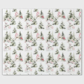 Watercolor Winter Forest Holiday Wrapping Paper Cadeaupapier (Vlak)
