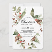 Watercolor Winter Groene Dennenboom & Denneappel Kaart (Voorkant)