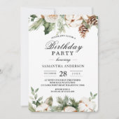 Watercolor Winter Groene Dennenboom & Witte Bloeme Kaart (Voorkant)