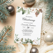 Watercolor Winter Groene Dennenboom & Witte Bloeme Kaart