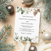 Watercolor Winter Groene Dennenboom & Witte Bloeme Kaart
