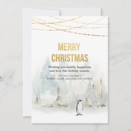 Watercolor Winter Kerst Groetekaart (Voorkant)