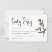 Watercolor Winter Kerstblad Bruiloft  RSVP Kaartje (Voorkant)