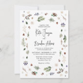 Watercolor Winter Kerstgroen Bruiloft Kaart (Voorkant)