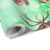 Watercolor Winter Kerstmis Bos Herten Dieren Cadeaupapier (Rol Hoek)