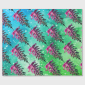 Watercolor Winter Kerstmis Bos Herten Dieren W Cadeaupapier (Vlak)