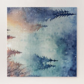 Watercolor Winter Kunst Puzzel (Horizontaal)