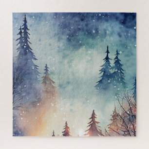 Watercolor Winter Kunst Puzzel