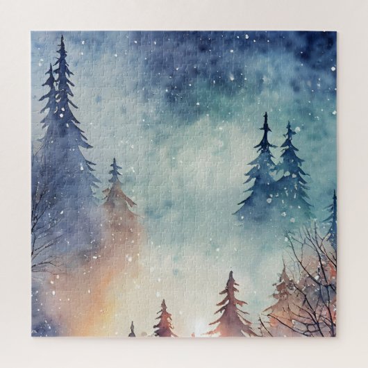 Watercolor Winter Kunst Puzzel (Verticaal)