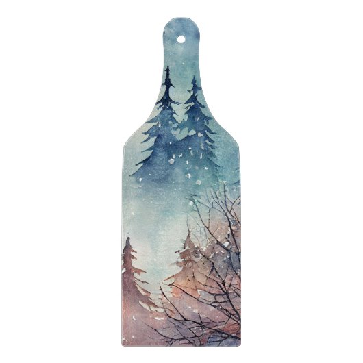 Watercolor Winter Kunst Snijplank (Voorkant)