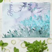 Watercolor Winter Landscape Happy Holidays Theedoek (Gevouwen)