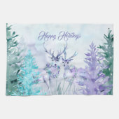 Watercolor Winter Landscape Happy Holidays Theedoek (Horizontaal)