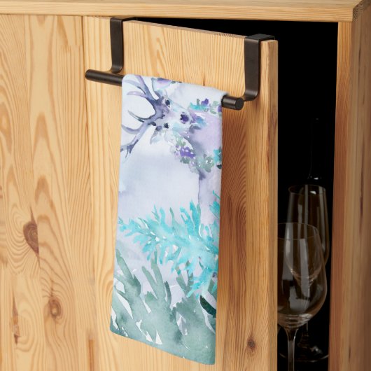 Watercolor Winter Landscape Happy Holidays Theedoek (Derde Gevouwen)