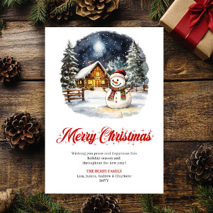 Watercolor Winter Landschap Kerst Wenskaart Feestdagenkaart