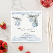Watercolor Winter Mountain Snowflake Baby Shower  Servet (Insitu)