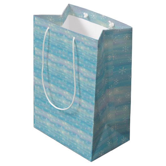 Watercolor Winter Patroon Medium Cadeauzakje (Achterkant Gekanteld)