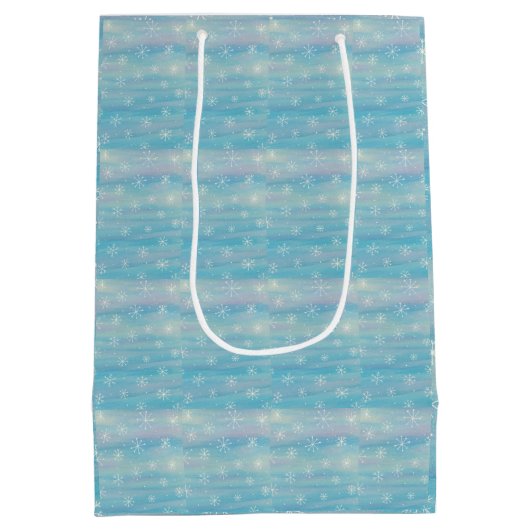 Watercolor Winter Pattern Medium Cadeauzakje (Achterkant)