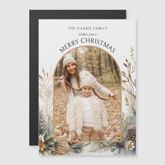 Watercolor Winter Pine Botanical Arch 1-Photo (Voorkant / Achterkant)