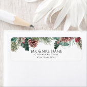 Watercolor winter Pinecones and Holly Etiket (Insitu)