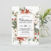 Watercolor Winter Poinsettia &  Groene Pijnboom  I Kaart (Staand voorkant)