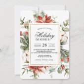 Watercolor Winter Poinsettia &  Groene Pijnboom  Kaart (Voorkant)