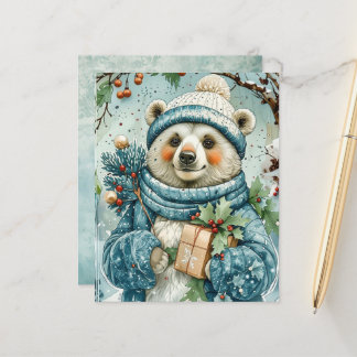 Watercolor Winter Polar Bear Scrapbook Paper