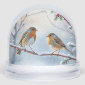 Watercolor Winter Robins Snow Globe Sneeuwbol (Voorkant)