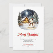 Watercolor Winter Scene Holiday Greeting Card Feestdagenkaart (Voorkant)