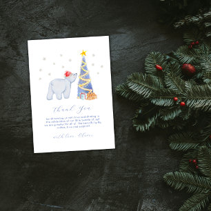 Watercolor Winter Sinterklaas Ijsbeer Baby Shower Bedankkaart