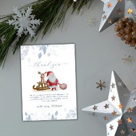 Watercolor Winter Sleigh Moose Santa Baby Shower  Bedankkaart