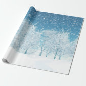 Watercolor Winter Snow Frost Forest Trees Cadeaupapier (Uitgerold)